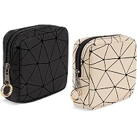 2 Kleine Make-up-Taschen – Aus PU-Leder, Wasserdicht, 12,5x5,5x12,5cm, Schwarz & Weiß