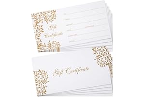 OUTUS 50 Pieces Christmas Blank Gift Certificates Cards Vouchers Gold Blank Cards for Business, Beauty Salon, Restaurant, Wedding Bridal, Birthday Holder, 3.5 x 7 Inch