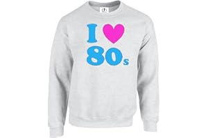 D&H CLOTHING UK I Heart Love The 80's 80s Jumper Sweatshirt Sweater Pullover Unisex