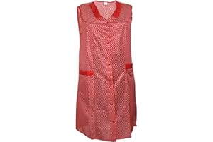 Kittel Schürze Kittelschürze Dederon Nylon blau o. rot