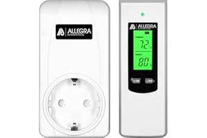 ALLEGRA Termostat do gniazdka elektrycznego, termostat wtykowy, czujnik mrozu, termostat radiowy do ogrzewania na podczerwień, termowentylator grzewczy, klimatyzacja, radiowy regulator temperatury z pilotem zdalnego sterowania (T21)