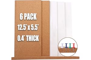 ORIGREEN Pinnwand Kork Korkwand Korktafel, selbstklebend, 6 Stück Korkplatten, 31,75 x 14 x 1 cm, DIY Cork Board für Wanddekoration, Korktafeln, Fliesen für Zuhause, Büro, Klassenzimmer, Küche (6 Stück, De)