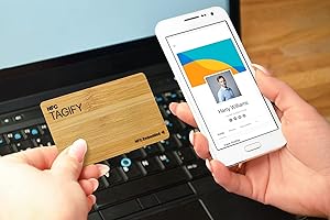NFCTAGIFY Pre-printed and Programmed Bamboo NFC Business Card with Free LifeTime Online subscription for business digital card.