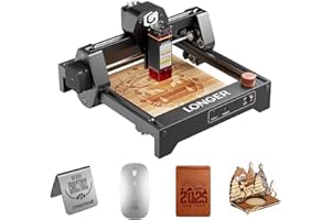 LONGER Incisore laser Ray5 Mini, velocità elevata fino a 12.000 mm/min, per incisioni su un'area di 130 x 140 mm, sicurezza garantita con allarme di emergenza (2,5 W), macchina per incisioni laser.