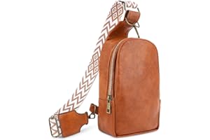 Luckits Crossbody-Tasche für Frauen Leder Sling Gürteltasche Kleine Brusttasche Geldbörsen mit Gitarrengurt Boho Stil Fanny Pack Crossbody Taschen Tagesrucksack Umhängetasche für Wandern Reisen