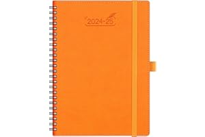 BEZEND Agenda 2024 2025 Semainier Spirale A5 Agenda Scolaire 24 25 Planner A5 | 18 Mois Du juillet. 24 à déc. 25 | Couverture Souple en Cuir PU - Orange