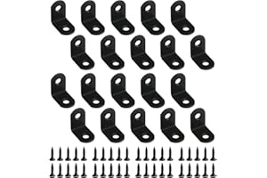 NODCOWS 20 Pezzi Staffe Angolari, Supporti Angolo 90 Gradi Forma di L, Squadrette Angolari in Acciaio Inox con 40pcs Viti, per Il Fissaggio di Mobili in Legno Tavoli Sedie e Finestre (Nera) (25x25mm 20pcs)