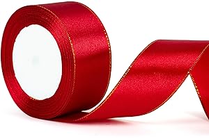 YAAVAAW Ruban de satin rouge foncé épais de 40 mm de large pour emballage cadeau, emballage de cadeaux de Noël, bouquet de gâteaux, travaux manuels, décoration de voiture de mariage