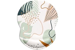 ITNRSIIET Tapis de Souris avec Repose-Poignet en Gel, Confort avec Repose-Poignet Ergonomique, Base en PU antidérapant, pour Ordinateur et Ordinateur Portable, Plantes Tropicales