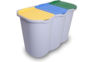 BELLI E FORTI S.R.L. Contenitore PATTUMIERA Raccolta DIFFERENZIATA Unica BIDONE 3 Scomparti 80 Litri PLASTICA 009606, Multicolore, 3 Pezzi