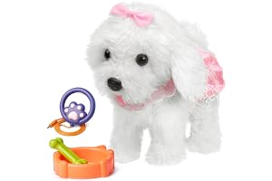 OR OR TU promenerande hundleksak för barn, fjärrkontroll, plyschrobot, hund, realistiskt elektroniskt husdjur, valp, går och skäller i kopplet, interaktiv leksak, för 3, 4, 5, 6, 7+ år flickor, gåva