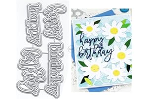 DzIxY Shadow Two Words Happy Birthday Metal Cutting Dies for Card Making Kit Embossing Paper Die Cuts Scrapbook Machine Stencils Storage Pockets Supplies