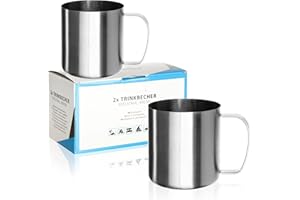 Robin Goods® 2 Bicchieri in Acciaio Inossidabile Argento - Bicchieri di Alta qualità - Bicchieri da Campeggio - infrangibili e privi di BPA (2 Pezzi - Colore Argento)