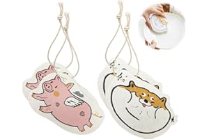 Andiker Gąbki do czyszczenia naczyń 4 pakiety, gąbka do czyszczenia miazgi drzewnej ściśnięte liną do zawieszania wzorów słodkie gąbki do czyszczenia domu