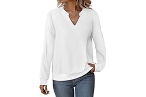 Cuptacc Pull Femme Chic Et Elegant Sweat Femme Col en V Chemisier Manches Longues Couleur Unie Automne Hiver Mode Haut