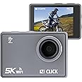 IZI Click 50MP Action Camera, 5K/30FPS, 170° HD Wide Angle, Anti-Shake EIS, Ideal for MotoVlog, YouTube, Instagram, Live Streaming. 110ft Waterproof, Type-C Mic Support, 2X 950mAh Batteries Included