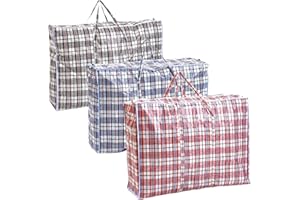 ShreeFit Large Storage Bags For Moving House Heavy Duty Jumbo Laundry Bag Waterproof Dust Resistant Reusable Double Zipper Bag Clothing, Wardrobe storage, toys, Duet (Pack of 3)