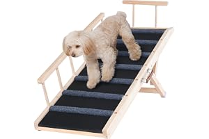 VEVOR Hundramp Längd 1 200 mm halkfri hopfällbar ramp för små/stora hundar justerbar höjd 6 nivåer 35–70 cm lämplig för säng, soffa, tillgång till bil, inomhus, utomhus