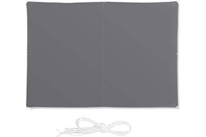 Relaxdays Sonnensegel rechteckig, wasserabweisend, UV-beständig, mit Spannseilen, Terrasse, Balkon, B x T: 2 x 3 m, grau