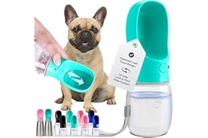 MalsiPree Dog Water Bottle, Leak Proof Portable Puppy Water Dispenser with Drinking Feeder for Pets Outdoor Walking, Hiking, Travel, Food Grade Plastic (Blue, 350ml)