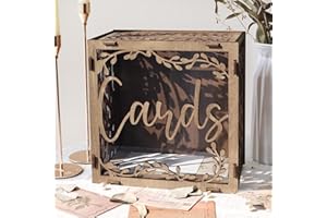 AerWo Wedding Card Box with Acrylic Window, Wooden Post Box for Cards Envelop Money Gift Card Boxes, Rustic Wedding Decorations for Reception Bridal Shower Graduation Party Birthday