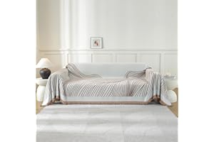 YSTELLAA Housse De Canapé 3 Places, 180×340CM, Protection Sofa, Jete De Canape Grande Taille Épaisses, Housse Universelle Four Seasons, Décoration Intérieure, pour Le Salon, Café Foncé-Curve