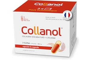 Collanol – innovation dans le soin des articulations saines Formule liquide dans une double capsule Collagène 3D + extrait micellaire de racines de curcuma 1 capsule/jour. (Paquet de 3)