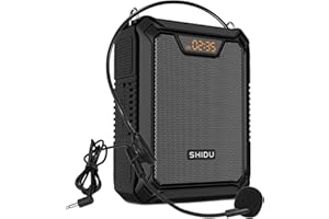 RESPONSEBRIDGE 25W Amplificador de voz con micrófono con cable, petaca Portátil Impermeable Sistema de Pa personal, compatible con Bluetooth/TF/USB/AUX para profesores, guías turísticos, reuniones etc (Negro)