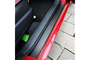 GOODREAM 4Pcs 23.6Inch Car Door Sill Protector, Automotive Door Sill Scuff Plate Film Carbon Fiber Vinyl Wrap Stickers Bumper Protector Guard, Interior Accessories Cover Anti Scratch for SUV Truck (4D Black)