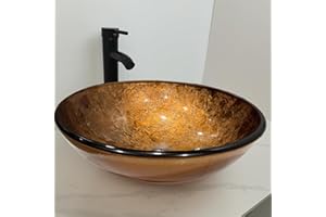 BELOFAY Home Supplies Modern Design Bathroom Counter Top Wash Basin Sink, Glass Bowl Cloakroom Basin for Vanity Cabinet Toilets and Bathrooms 42x14x42cm WxHxL