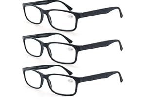 MODFANS Pack de 3 Gafas de Lectura 3.0/Gafas para Presbicia Hombres/Mujeres,Buena Vision Ligeras Comodas,Vista de Cerca/Vista Cansada,Colores Negro