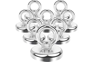 Aenienoe Starke Magnete Stark Groß 45kg Neodym Magnet Extra Starke Magneten Starker Halt 8Stück Magnetfischen mit öse Schrauben für Magnet Fischen in Haus,Werkstatt,Wasser D32mm
