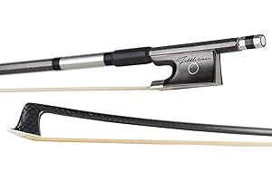 Fiddlerman Schwarzer Violinenbogen aus Karbonfaser, Kupfer-montiert, Ebenholz-Frosch, hergestellt mit ungebleichtem sibirischem Pferdehaar, 4/4