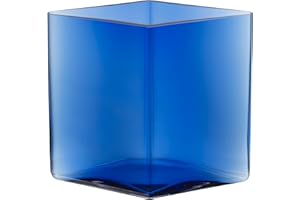 Iittala Ruutu wazon ze szkła w kolorze niebieskim ultramaryna o wysokości 18 cm, wymiary: 20,5 cm x 20,5 cm x 18 cm, 1062565