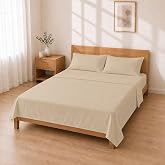 Microfibre Sheet Set 160 x 200 + 30 / 240 x 280 + 50 x 80 2 pcs, Beige | Extra soft feel and warm all year round; elasticated