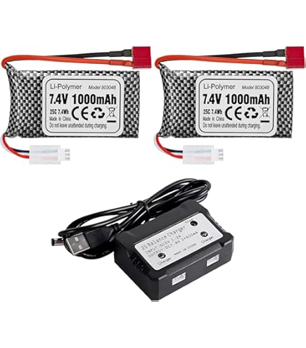 2 stuks 7.4V 850mAh Lithiumbatterij met 2 in 1 Lader voor 9300 9301E 9302E 9303E 9034E 9305E 300E 302E 9310 RC Afstandsbediening Auto-onderdelen 4WD High Speed ​​​​Autoaccu