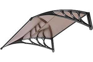 VIVOHOME Auvent de Porte et fenêtres 100x100cm Marquise de Porte Exterieur en Polycarbonate auvent en Arc pentu Protection Contre Pluie et UV pour Terrasse Balcon Patio