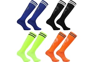 ATBUSS 4 pary dziecięcych skarpet do piłki nożnej, skarpety sportowe za kolano, elastyczne skarpety treningowe, neutralne skarpety do biegania, odpowiednie dla dzieci w wieku 5-12 lat