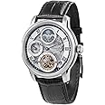 Thomas Earnshaw Mens 44mm Longitude Dual Time Automatic Skeleton Watch with Genuine Leather Strap ES-8063