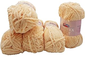 ILKADIM 5 x 100 Gramm Himalaya Velvet Micro-Polyester Strickwolle, Babywolle samtig 500 Gramm Wolle (apricot 90033)