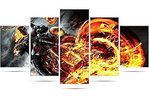 TAOPE Diamant Peinture 5Pack, DIY Broderie Diamant Chat Bricolage Strass Collé Broderie Point de Croix Complet Strass de Broderie Diamant Kit pour Décoration Murale de Salon -Squelette et Moto