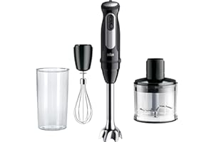 Braun MultiQuick 5 Pro MQ 55236 M, Mixeur Plongeant Technologie PowerBell Plus, 25 Vitesses & Turbo, Système Easy Click Plus, Hachoir 600ml, Fouet en Métal et Bécher 600ml Inclus, 1000W, Noir