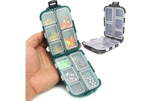 JHXHHTHONGTONG 4 Stück Wasserdicht Tackle Box Angelbox Haken Köder Aufbewahrungsbox Kunststoff Angelkasten Köderbox Angeln Tackle Box Angeln Köderbehälter Für Angelzubehör, 10 Fächer, Schwarz, Grün, tragbar