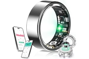 XSWCCJJ New Upgraded Smart Ring【JZ5.0 Chip & 0 Measurement Error】 IP68 Waterproof | Smart Ring Women & Men For Sports Time, Distance, Calories Waterproof Compatible Silver 10#