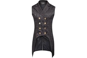 PaulJones Homme Gilet Jacquard sans Manche Steampunk Gothique à La Mode Vintage Rétro
