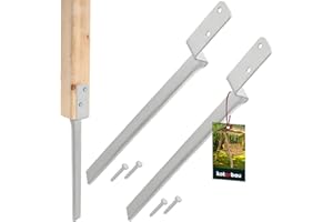 KOTARBAU® 2 x Support De Poteau à Enfoncer - Acier Galvanisé - 50 cm - Argent - Ancrage Au Sol - L-Forme - Support Balançoire - Kit Ancrage Balancoire - Extérieur Jardin Sécurisé Résistant