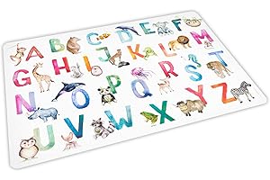 ‎NIKIMA SCHÖNES FÜR KINDER stabiles Vinyl Tischset mit Lerneffekt für Kinder - Tier ABC Aquarell - Platzdeckchen Platzset - BPA frei - abwaschbar reißfest farbecht - Geschenk Schuleintritt Schulanfang Einschulung