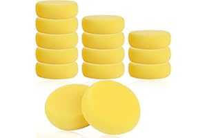 MOZEAT LENS 12 Stück Runder Malschwamm Runde Schwamm Set Synthetische Schwämme Synthetischer Kunst Schwamm Gelbe Handwerk Schwämme Saugfähig Schwämme für Aquarell Keramik Ton Gesichtsmalerei Reinigung