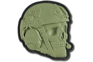 M-Tac Morale Toppe 3D in PVC, Toppe tattiche con teschio operatore per gilet, zaini, cappelli, toppa tattica militare con retro con chiusura a gancio (oliva)