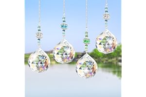 LEONSHCO Lot de 4 attrape-soleil en cristal, arc-en-ciel en cristal, boule de cristal, décoration de carillon à vent, multi-coloré, prisme à suspendre, cristaux de jardin à suspendre (B)